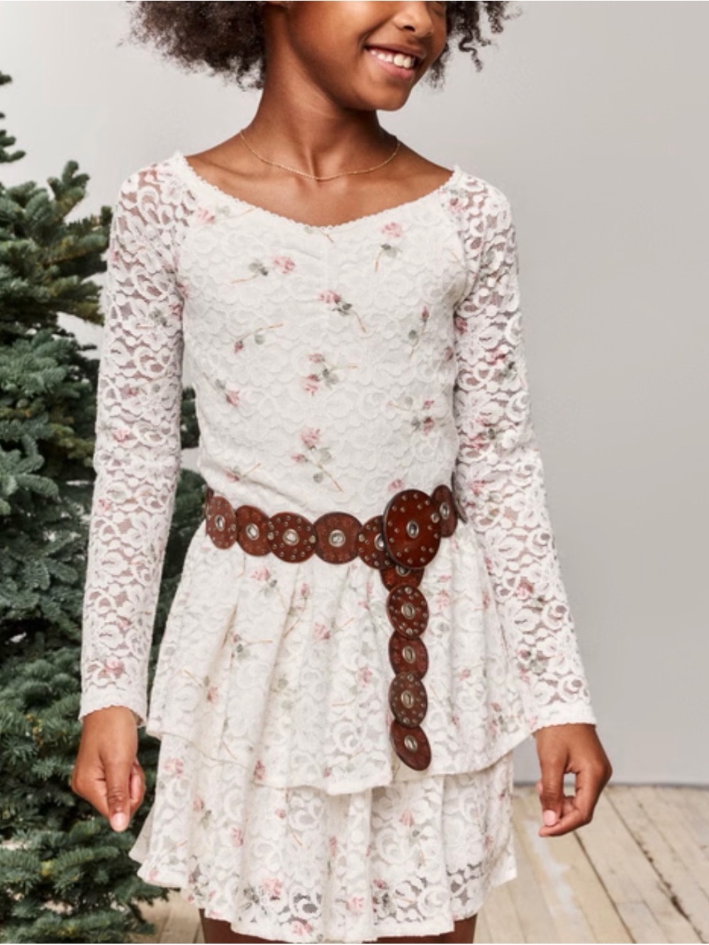 Abercrombie Kids Cream Lace Dress with Pink Floral Print- Brand New with Tags